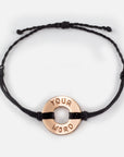 A Customized MyIntent Rose Gold Plated Token Black Twist Bracelet